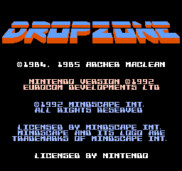 Dropzone (Europe) Title Screen